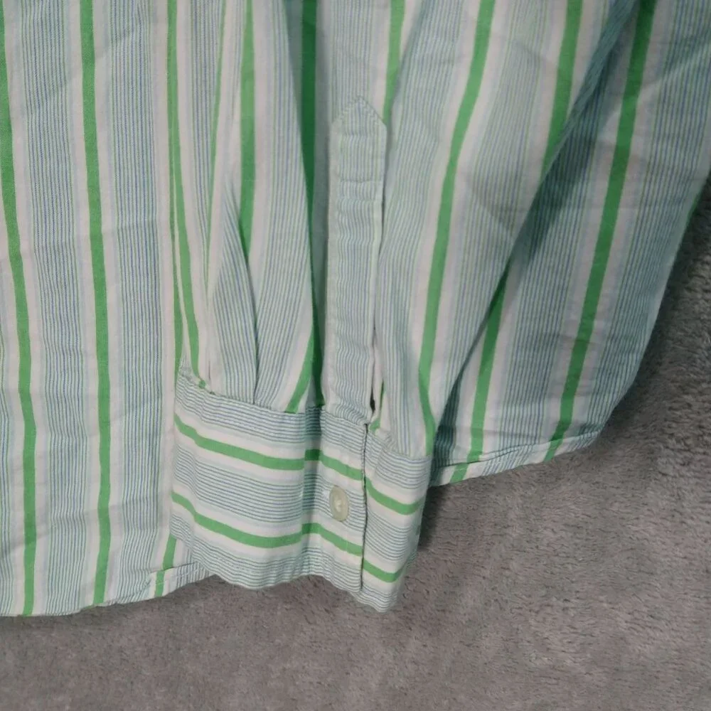 Polo Jeans Co Ralph Lauren Shirt Mens 3XT Green Striped Long Sleeve Button Up - Picture 3 of 9